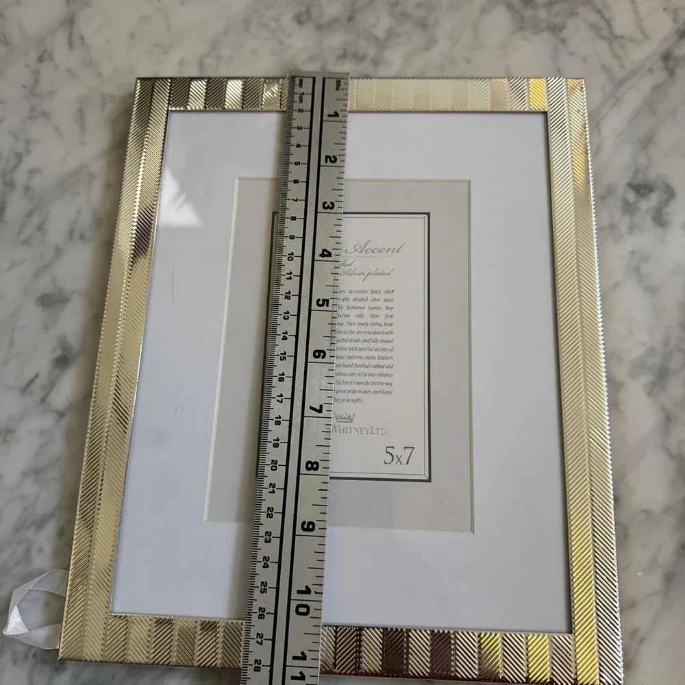 Photo Whitney Silver Plated Picture Frame Hand Polished Textured Stripes 5x7